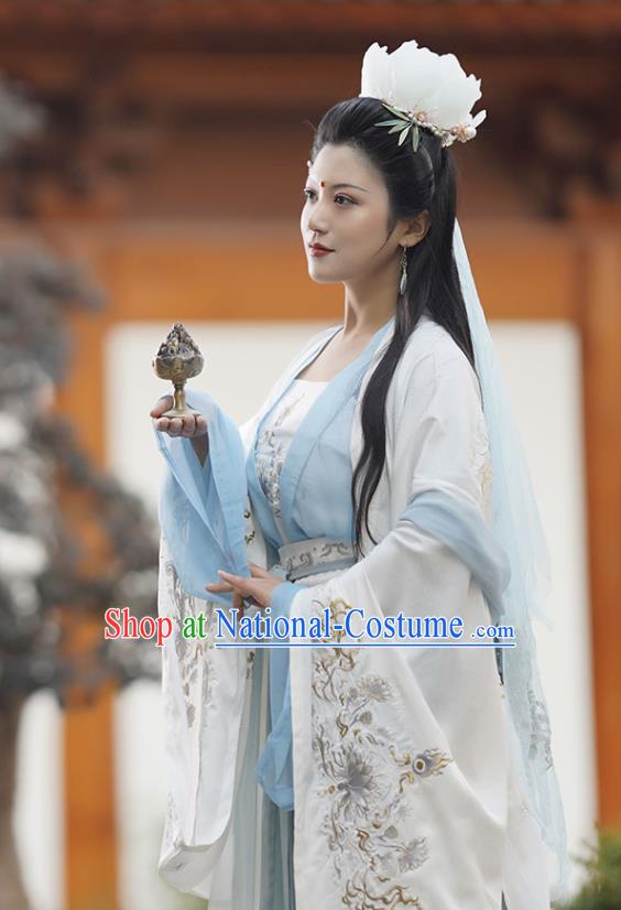 China Song Dynasty Taoist Nun Historical Garment Costumes Ancient Imperial Consort Embroidered Hanfu Dress Clothing