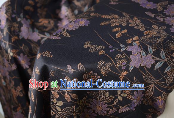 Chinese High Quality Cheongsam Cloth Classical Daisy Pattern DIY Satin Fabric Silk Fabric Black Gambiered Guangdong Gauze