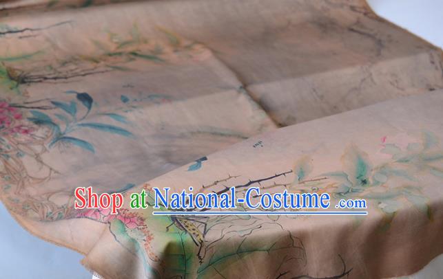 Chinese Khaki Gambiered Guangdong Gauze High Quality Cheongsam Cloth Classical Pattern DIY Satin Fabric Silk Fabric