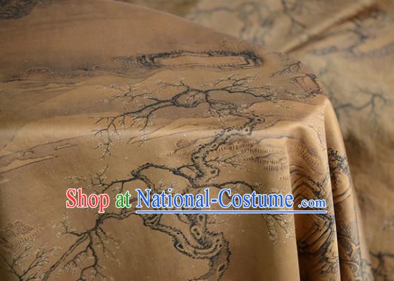 Chinese Silk Fabric Ginger Gambiered Guangdong Gauze High Quality Cheongsam Cloth Classical Pattern DIY Satin Fabric