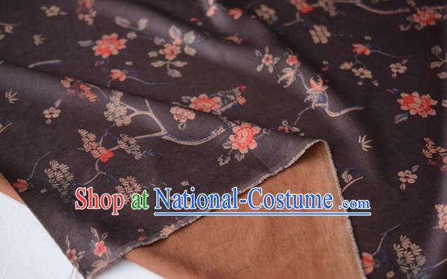 Chinese Brown Gambiered Guangdong Gauze High Quality Cheongsam Cloth Classical Peony Pattern DIY Satin Fabric Silk Fabric