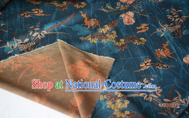 Chinese Silk Fabric Blue Gambiered Guangdong Gauze High Quality Cheongsam Cloth Classical Maple Bamboo Pattern DIY Satin Fabric