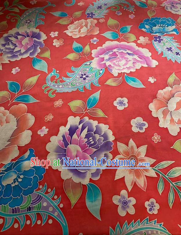 Chinese Silk Fabric Classical Pattern Brocade Red Satin Cloth Traditional Cheongsam Jacquard Drapery