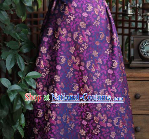 Chinese Classical Bats Pattern Song Brocade Purple Tapestry Cloth Traditional Cheongsam Jacquard Drapery Silk Fabric