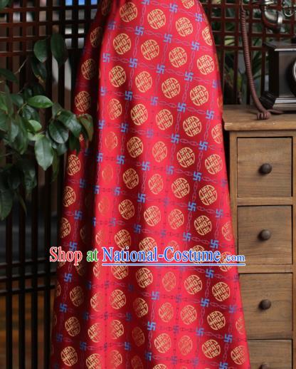 Chinese Silk Fabric Classical Lucky Pattern Song Brocade Red Tapestry Cloth Traditional Cheongsam Jacquard Drapery