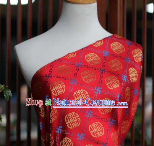 Chinese Silk Fabric Classical Lucky Pattern Song Brocade Red Tapestry Cloth Traditional Cheongsam Jacquard Drapery