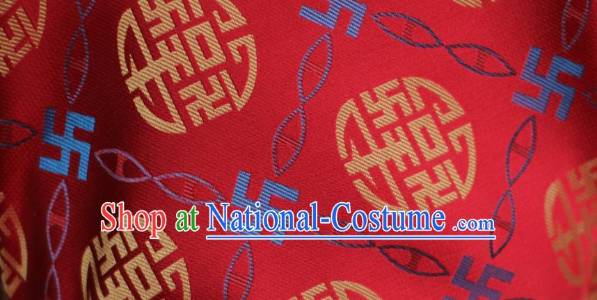 Chinese Silk Fabric Classical Lucky Pattern Song Brocade Red Tapestry Cloth Traditional Cheongsam Jacquard Drapery