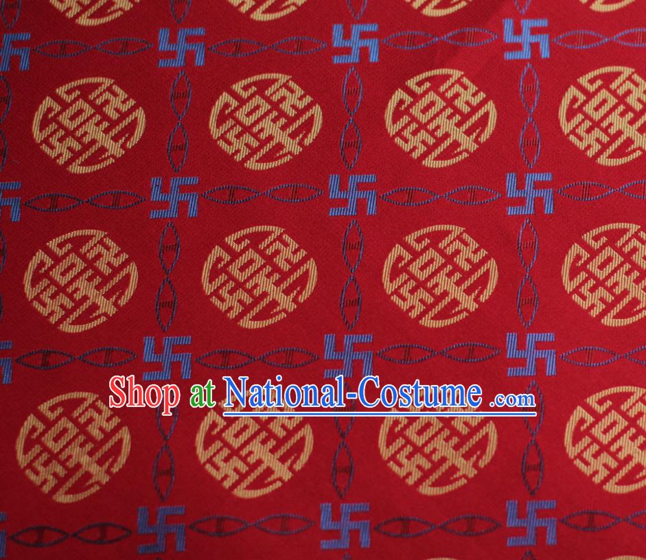 Chinese Silk Fabric Classical Lucky Pattern Song Brocade Red Tapestry Cloth Traditional Cheongsam Jacquard Drapery