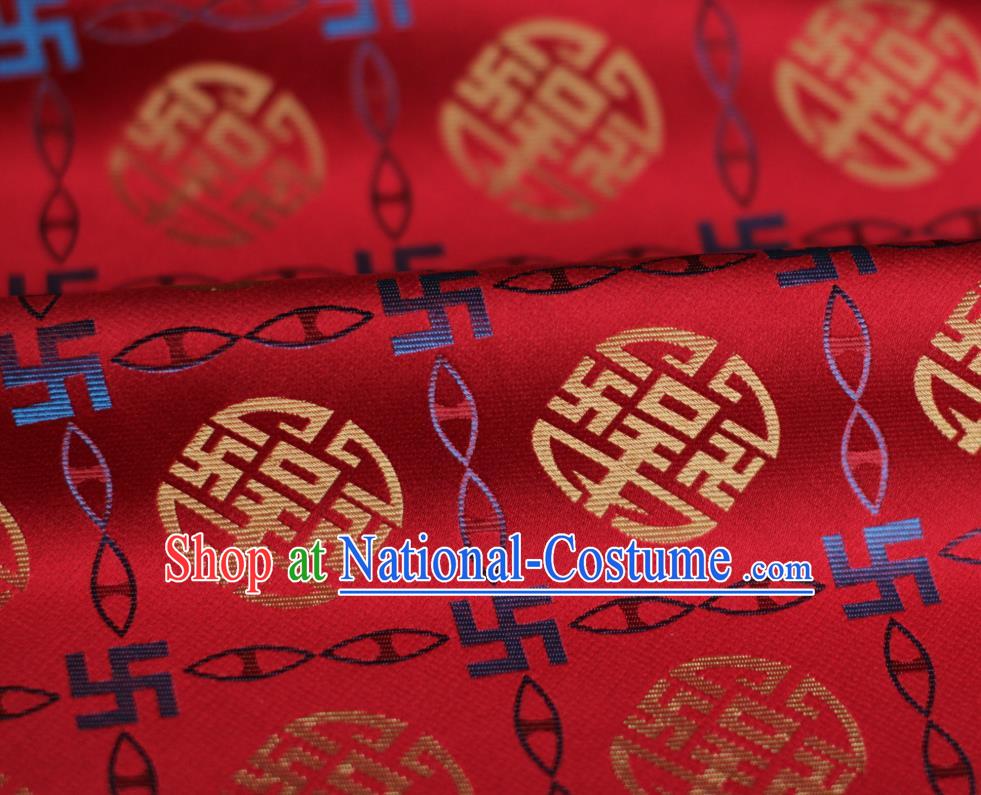 Chinese Silk Fabric Classical Lucky Pattern Song Brocade Red Tapestry Cloth Traditional Cheongsam Jacquard Drapery