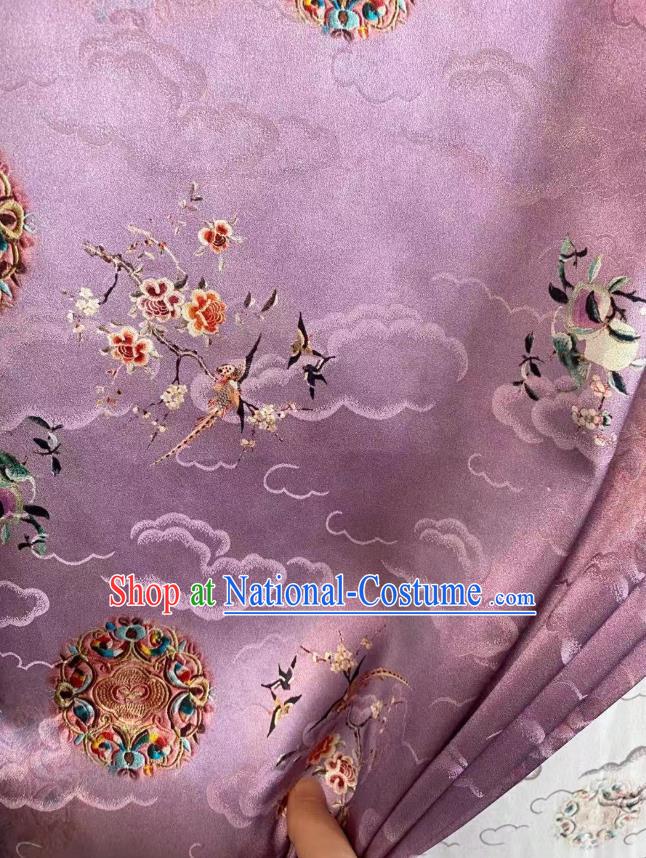 Chinese Lilac Tapestry Cloth Traditional Qipao Dress Jacquard Drapery Silk Fabric Classical Pattern Brocade