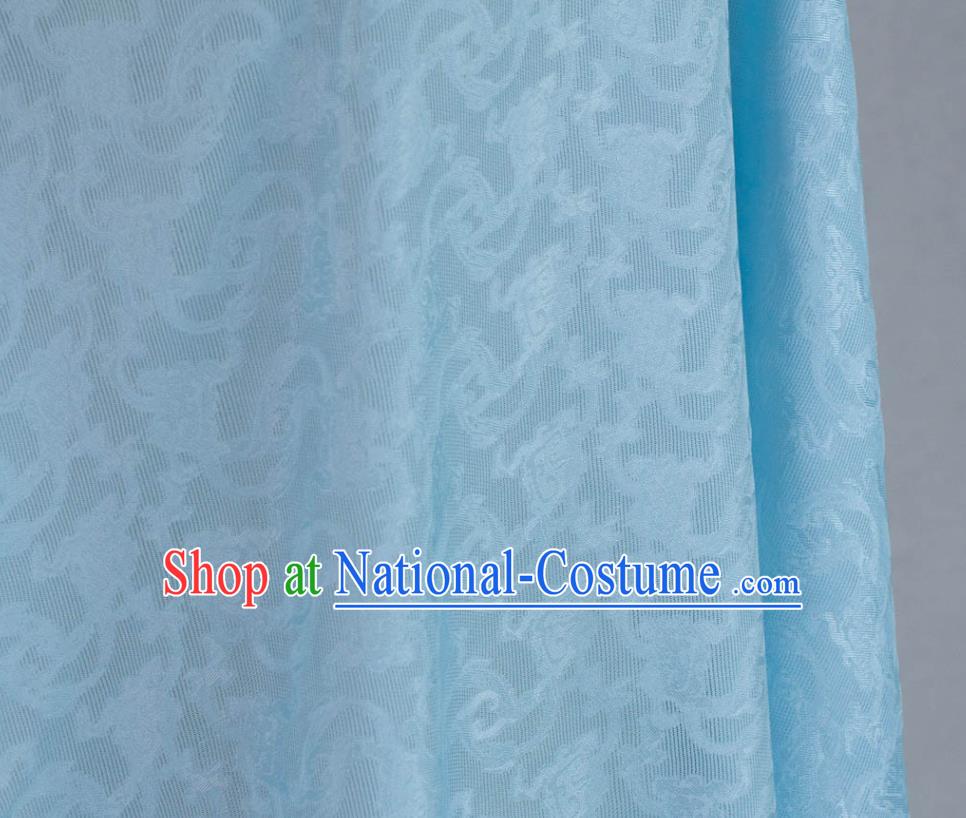 Chinese Silk Fabric Classical Cloud Pattern Blue Brocade Tapestry Cloth Traditional Qipao Dress Jacquard Drapery