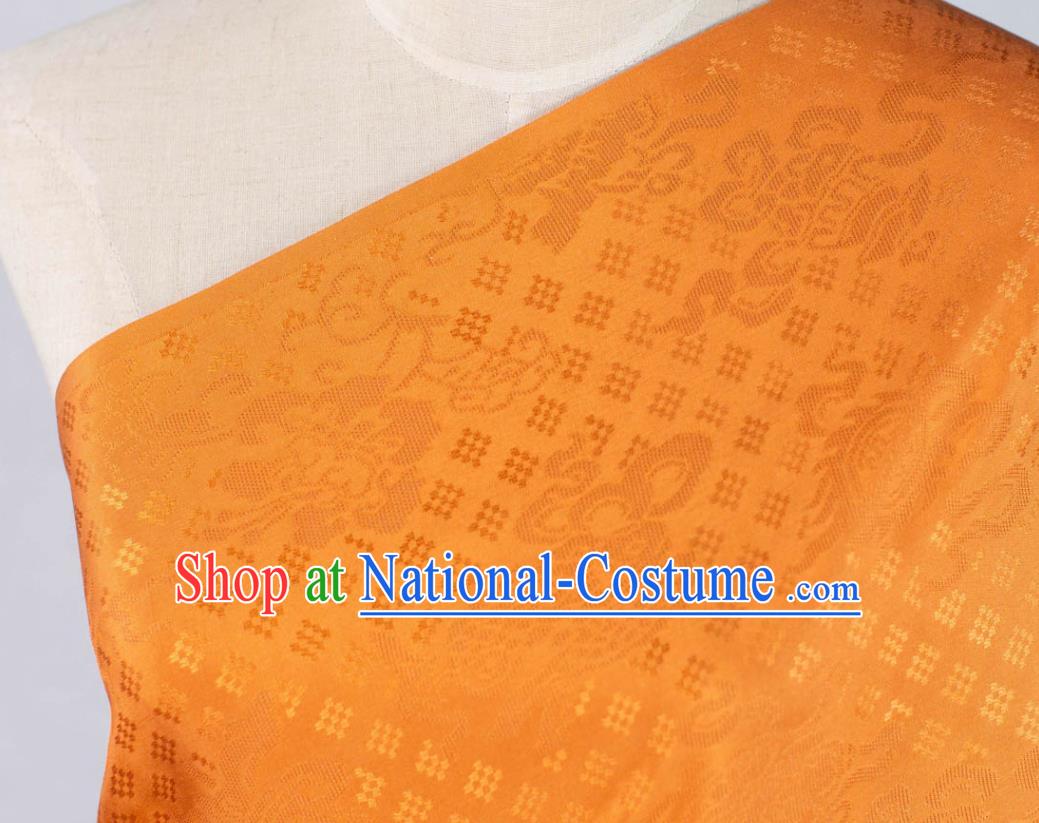 Chinese Classical Eight Treasures Pattern Brocade Orange Tapestry Cloth Traditional Qipao Dress Jacquard Drapery Silk Fabric