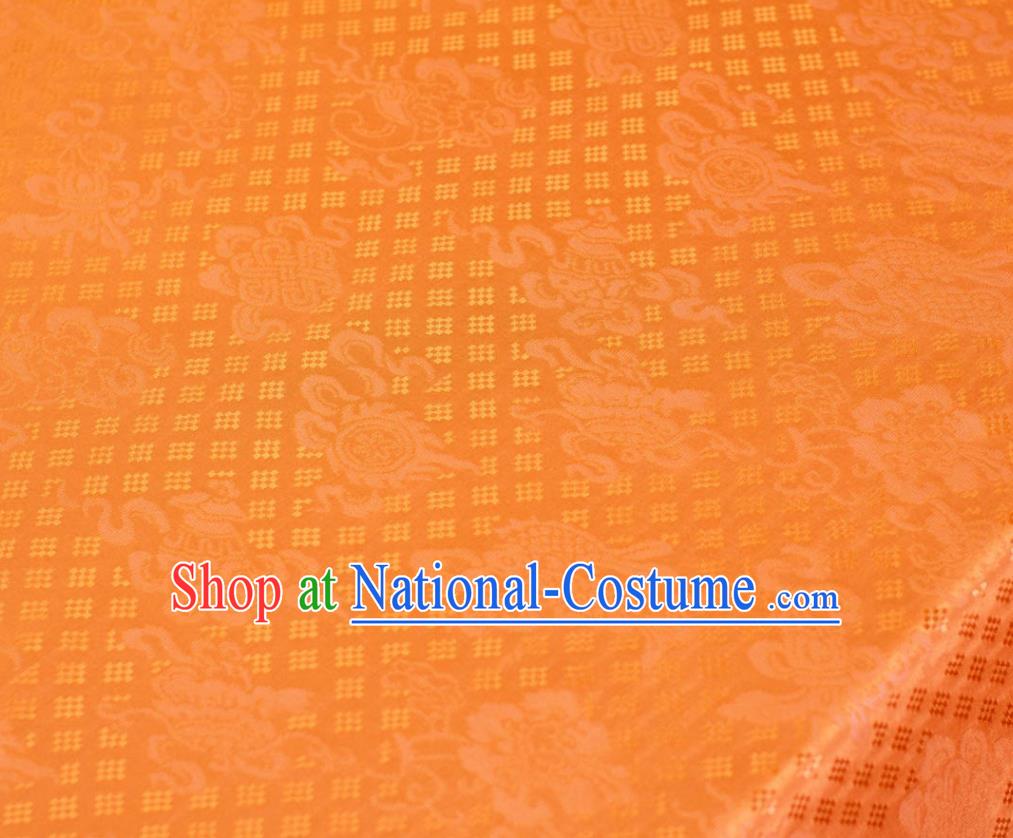 Chinese Classical Eight Treasures Pattern Brocade Orange Tapestry Cloth Traditional Qipao Dress Jacquard Drapery Silk Fabric