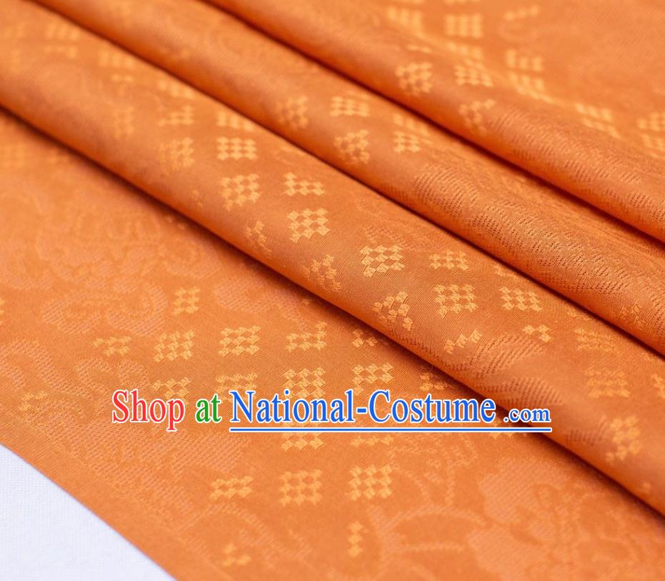 Chinese Classical Eight Treasures Pattern Brocade Orange Tapestry Cloth Traditional Qipao Dress Jacquard Drapery Silk Fabric