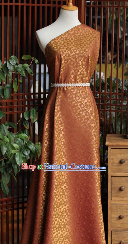 Chinese Silk Fabric Classical Flowers Pattern Orange Brocade Jacquard Tapestry Cloth Traditional Qipao Dress Drapery