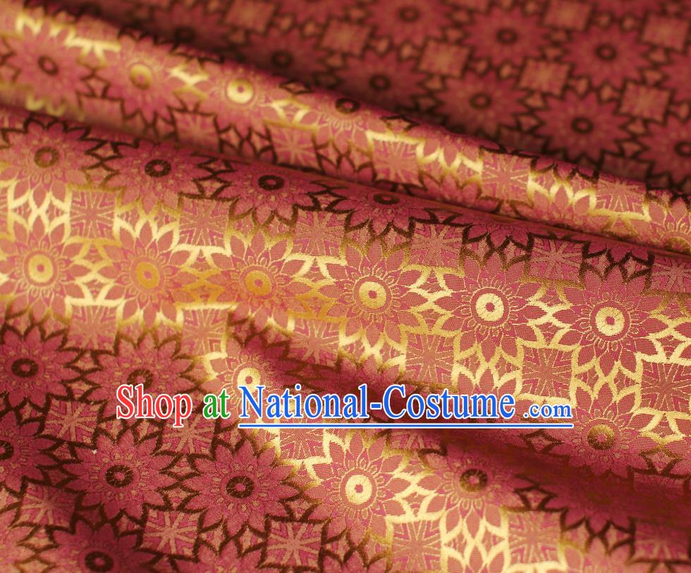 Chinese Silk Fabric Classical Flowers Pattern Orange Brocade Jacquard Tapestry Cloth Traditional Qipao Dress Drapery