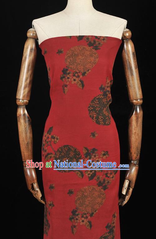 Chinese Traditional Pattern Wedding Dress Fabric Cheongsam Red Silk Cloth High Quality Gambiered Guangdong Gauze