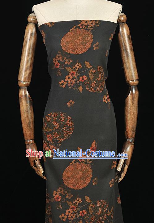 Chinese High Quality Gambiered Guangdong Gauze Traditional Pattern Wedding Dress Fabric Cheongsam Deep Grey Silk Cloth