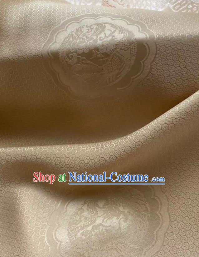 Chinese Jacquard Tapestry Material Traditional Hanfu Dress Drapery Light Golden Silk Fabric Classical Dragon Phoenix Pattern Brocade Cloth