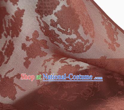 Chinese Traditional Cheongsam Drapery Rust Red Silk Fabric Classical Pattern Brocade Cloth Jacquard Tapestry Material