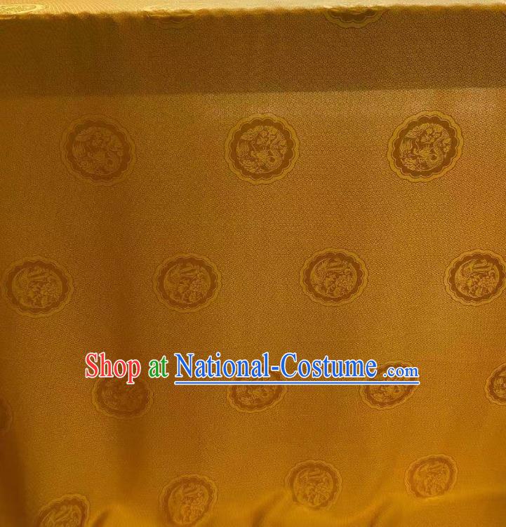 Chinese Classical Dragon Phoenix Pattern Brocade Cloth Jacquard Tapestry Material Traditional Hanfu Dress Drapery Golden Silk Fabric