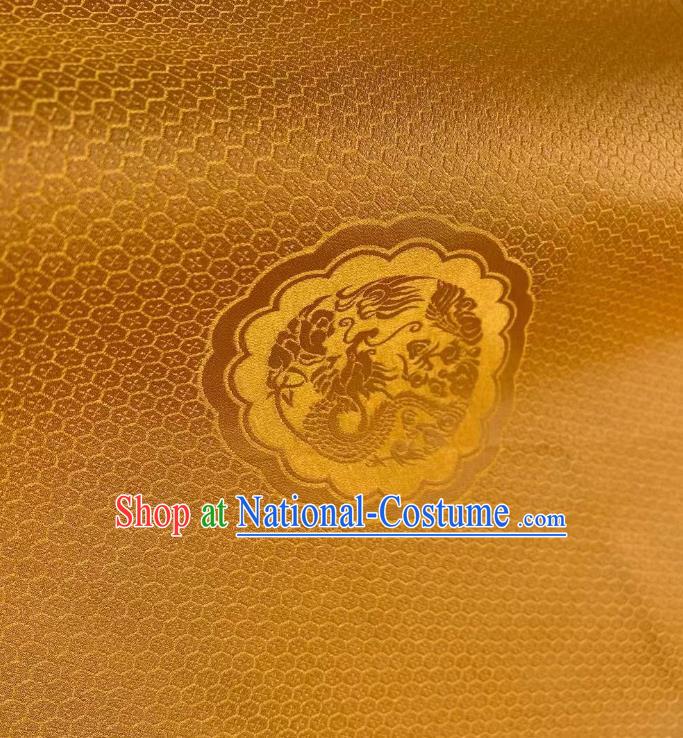 Chinese Classical Dragon Phoenix Pattern Brocade Cloth Jacquard Tapestry Material Traditional Hanfu Dress Drapery Golden Silk Fabric