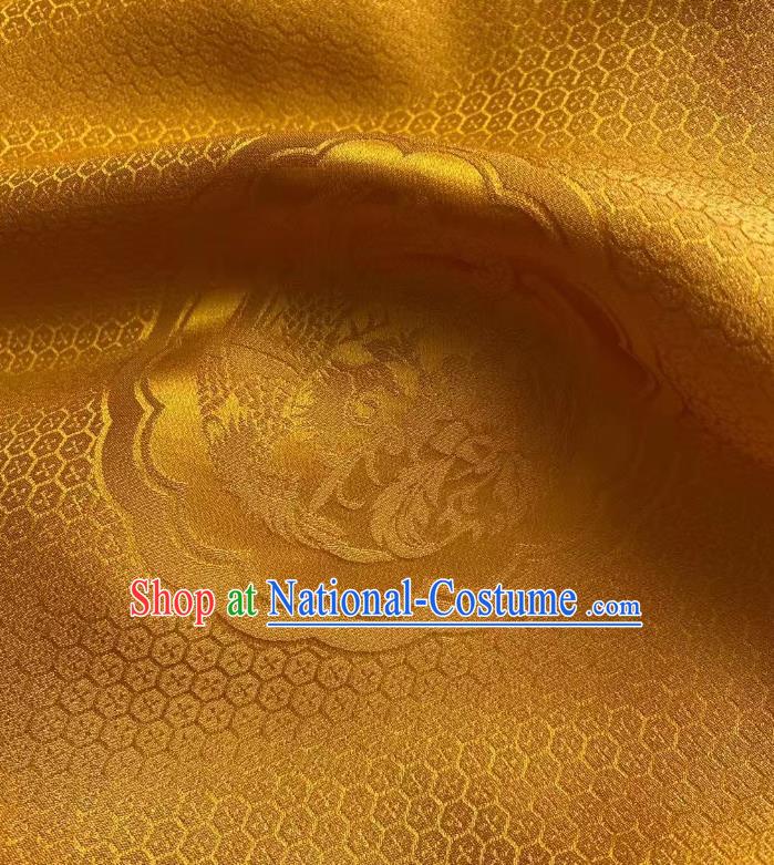 Chinese Classical Dragon Phoenix Pattern Brocade Cloth Jacquard Tapestry Material Traditional Hanfu Dress Drapery Golden Silk Fabric