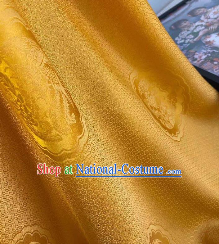 Chinese Classical Dragon Phoenix Pattern Brocade Cloth Jacquard Tapestry Material Traditional Hanfu Dress Drapery Golden Silk Fabric