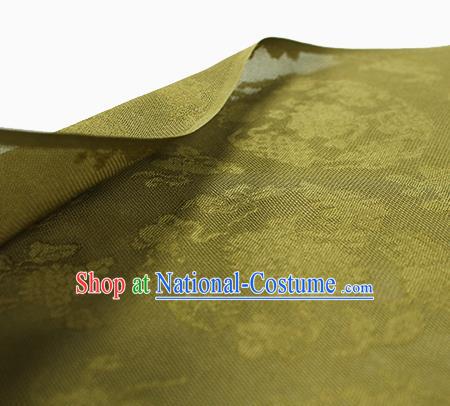 Chinese Olive Green Silk Fabric Classical Pattern Brocade Cloth Jacquard Tapestry Material Traditional Cheongsam Drapery