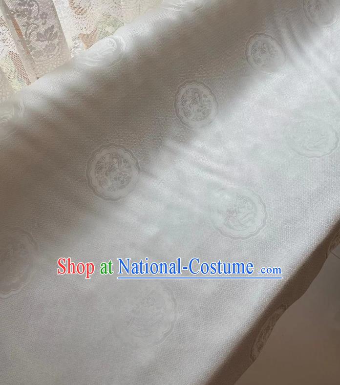 Chinese Classical Dragon Phoenix Pattern White Brocade Cloth Jacquard Tapestry Material Traditional Tang Suit Drapery Silk Fabric