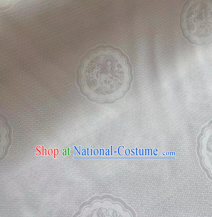 Chinese Classical Dragon Phoenix Pattern White Brocade Cloth Jacquard Tapestry Material Traditional Tang Suit Drapery Silk Fabric