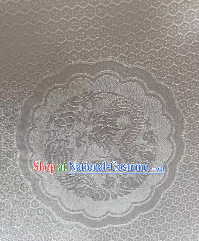 Chinese Classical Dragon Phoenix Pattern White Brocade Cloth Jacquard Tapestry Material Traditional Tang Suit Drapery Silk Fabric