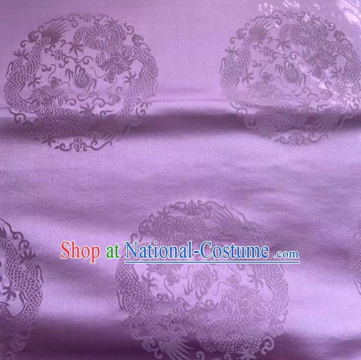 Chinese Classical Dragons Pattern Lilac Brocade Cloth Tapestry Material Traditional Tang Suit Drapery Silk Fabric