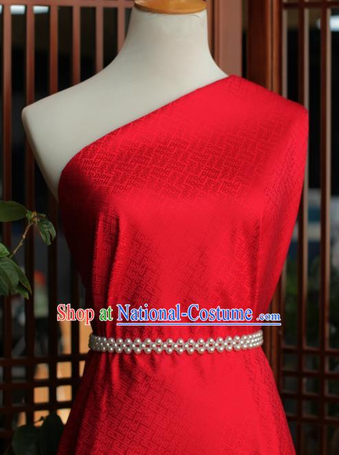 Chinese Silk Fabric Classical Wedding Pattern Red Brocade Cloth Tapestry Material Traditional Qipao Dress Drapery