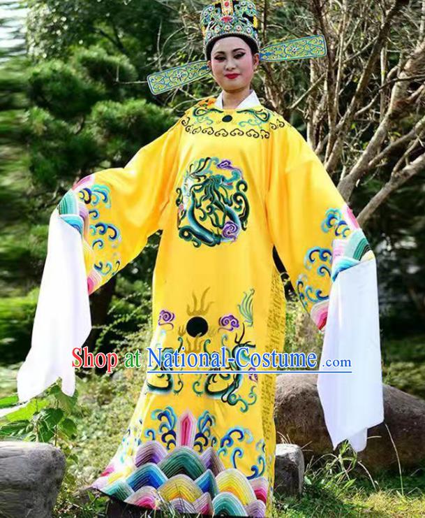 China Beijing Opera Niche Garment Shaoxing Opera Scholar Clothing Traditional Peking Opera Xiaosheng Embroidered Yellow Robe