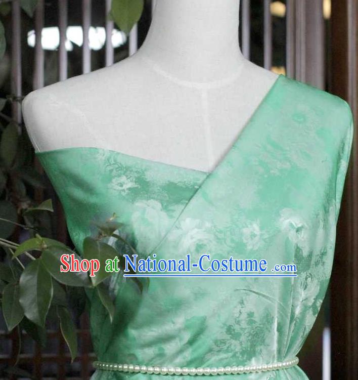 Chinese Tapestry Material Traditional Qipao Dress Damask Drapery Green Silk Fabric Classical Rose Pattern Brocade Cloth