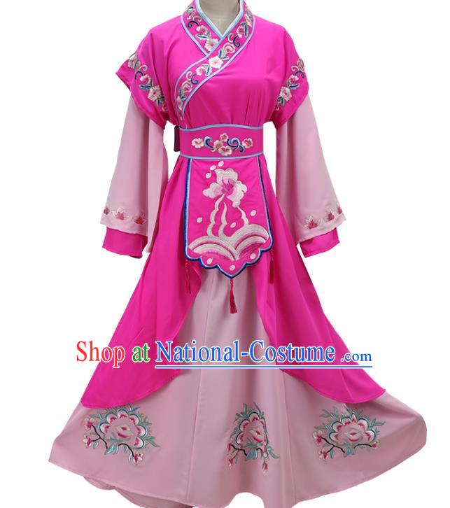 Chinese Beijing Opera Diva Clothing Traditional Peking Opera Young Lady Rosy Dress Shaoxing Opera Court Maid Garment