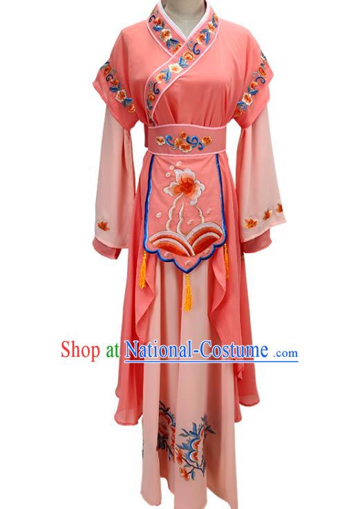 Chinese Shaoxing Opera Court Maid Garment Beijing Opera Diva Clothing Traditional Peking Opera Young Lady Orange Dress