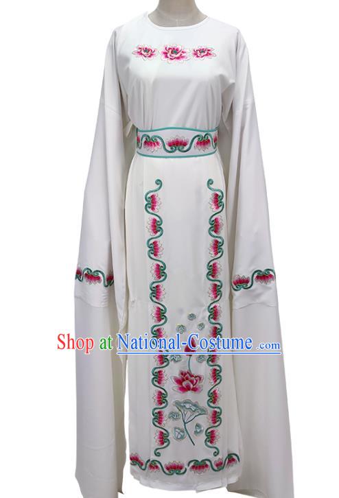 Chinese Shaoxing Opera Taoist Nun Garment Beijing Opera Actress Clothing Traditional Peking Opera Hua Tan White Dress