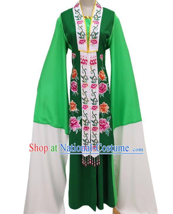 Chinese Beijing Opera Actress Clothing Traditional Peking Opera Hua Tan Green Dress Shaoxing Opera Taoist Nun Garment