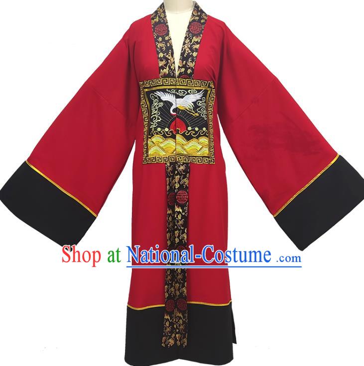 China Shaoxing Opera Red Priest Frock Clothing Peking Opera Taoist Robe Traditional Beijing Opera Embroidered Garment