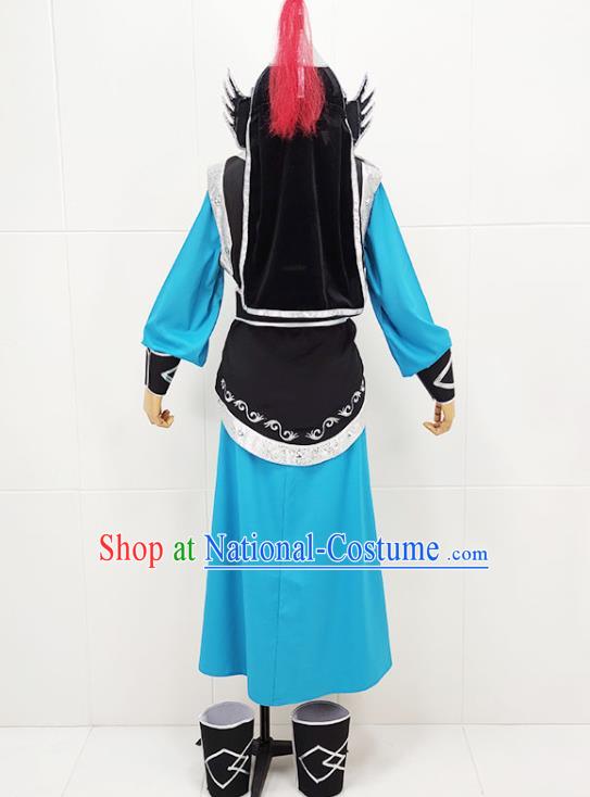 China Peking Opera Wusheng General Garments Traditional Beijing Opera Swordsman Clothing and Helmet