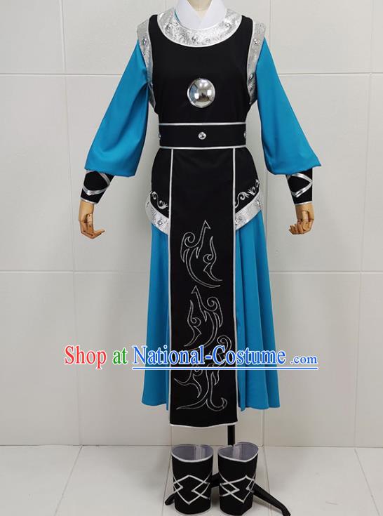 China Peking Opera Wusheng General Garments Traditional Beijing Opera Swordsman Clothing and Helmet