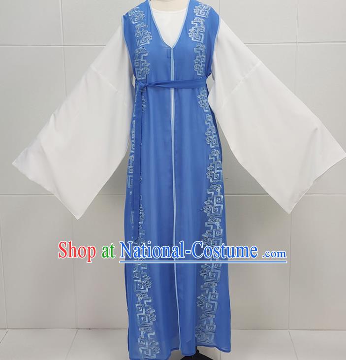 China Peking Opera Scholar Li Menglong Garments Traditional Shaoxing Opera Niche Young Male Blue Clothing