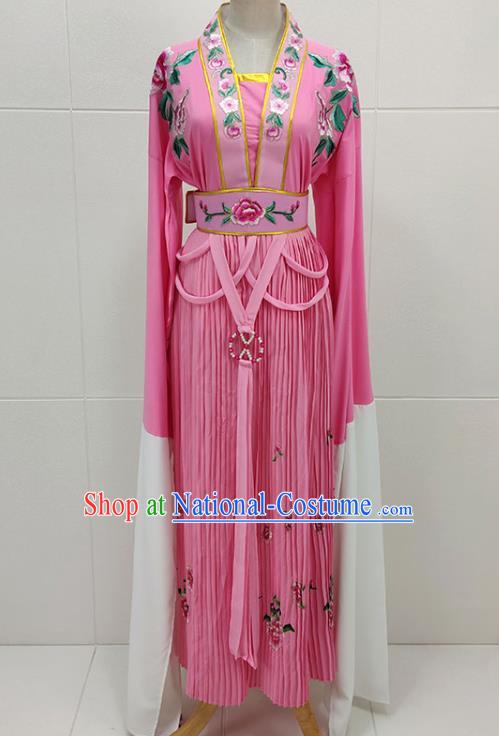 Chinese Beijing Opera Diva Water Sleeve Clothing Traditional Shaoxing Opera Flowers Fairy Pink Dress Garments