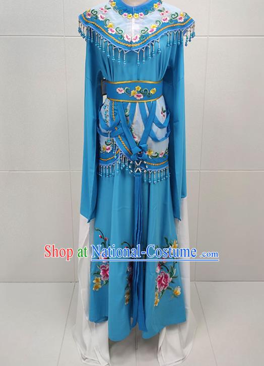 Chinese Shaoxing Opera Princess Garments Beijing Opera Hua Tan Clothing Traditional Peking Opera Actress Blue Dress