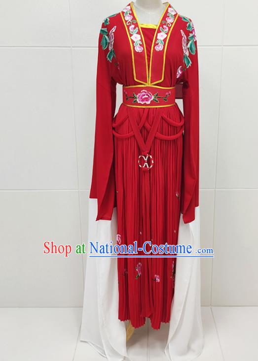 Chinese Traditional Shaoxing Opera Flowers Fairy Red Dress Garments Beijing Opera Diva Water Sleeve Clothing