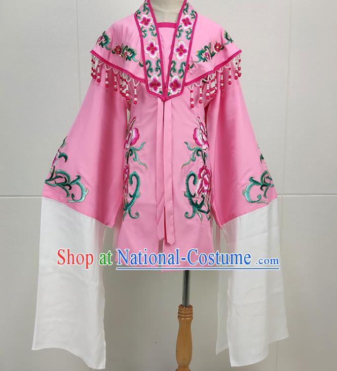 Chinese Beijing Opera Princess Clothing Peking Opera Hua Tan Embroidered Pink Cape Traditional Shaoxing Opera Actress Garment