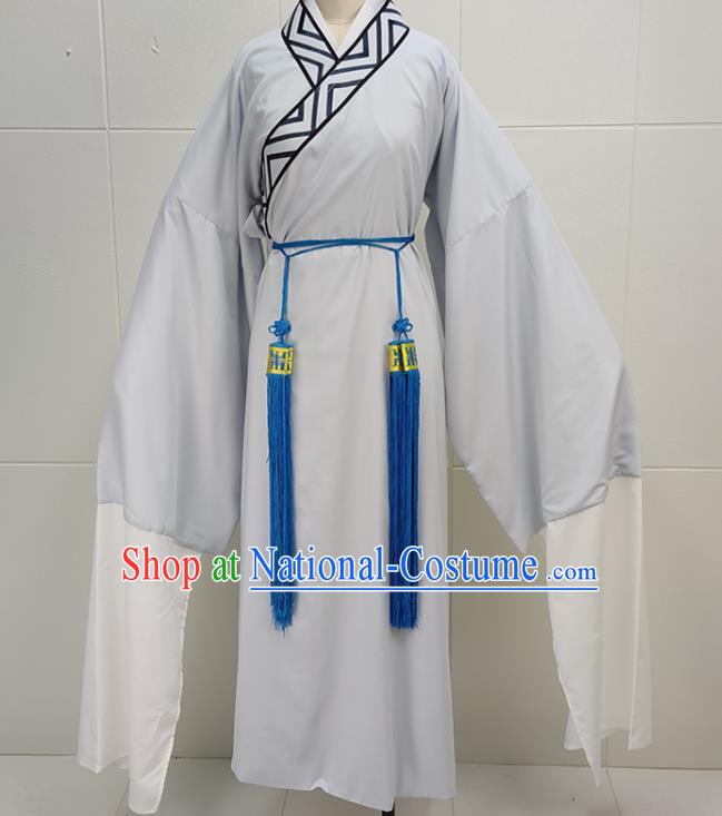 China Peking Opera Scholar Garments Traditional Shaoxing Opera Scholar Grey Robe Clothing