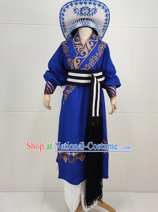 China Peking Opera Swordsman Lin Chong Garments Traditional Shaoxing Opera Wusheng Clothing and Hat